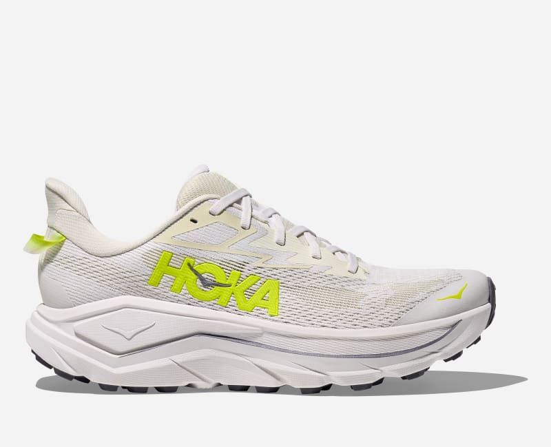 HOKA Men's Challenger 8 Road Running Shoes in White/Neon Hoka Citrus, Size 11.5