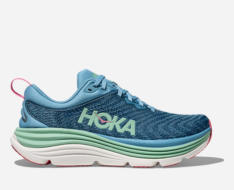 HOKA Women's Gaviota 5 Stability Running Shoes in Alpine Blue/Jadeite, Size 39 1/3