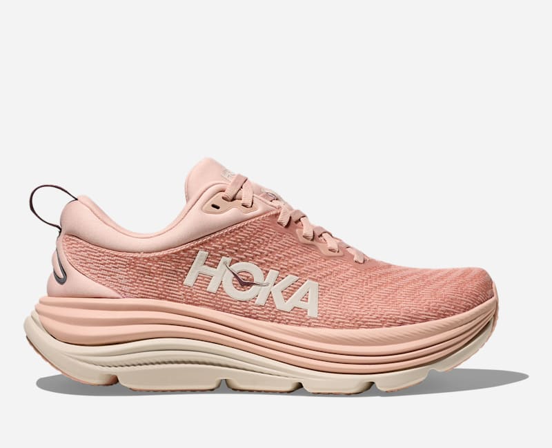 HOKA Women's Gaviota 5 Road Running Shoes in Rose Latte/Rose Cream, Size 6