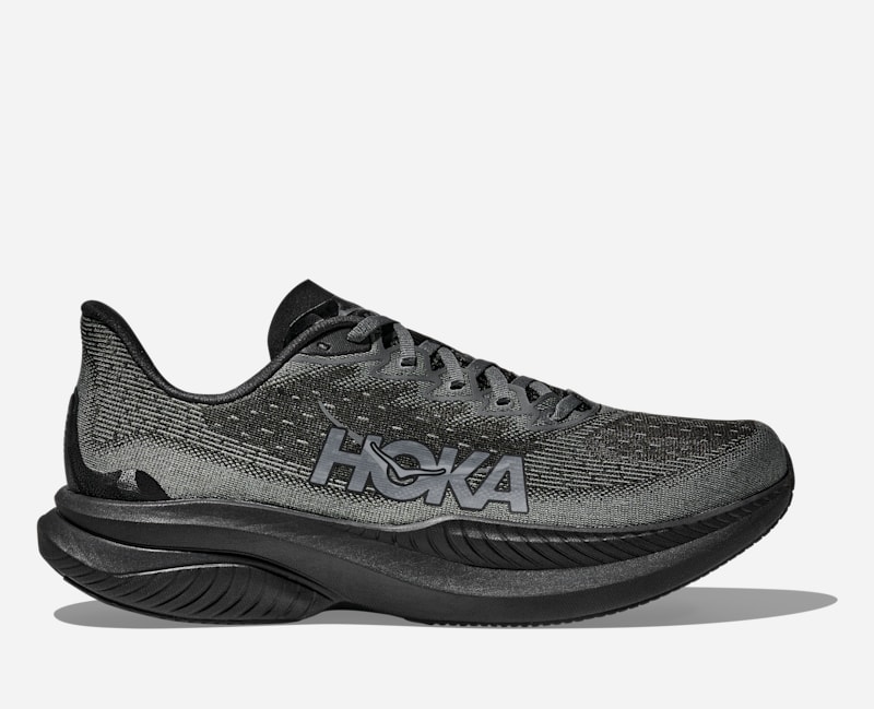 HOKA Men's Mach 6 Road Running Shoes in Black/Outer Orbit, Size 9