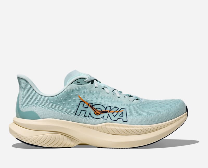 HOKA Men's Mach 6 Road Running Shoes in Clear Sea/Sea Water, Size 13.5