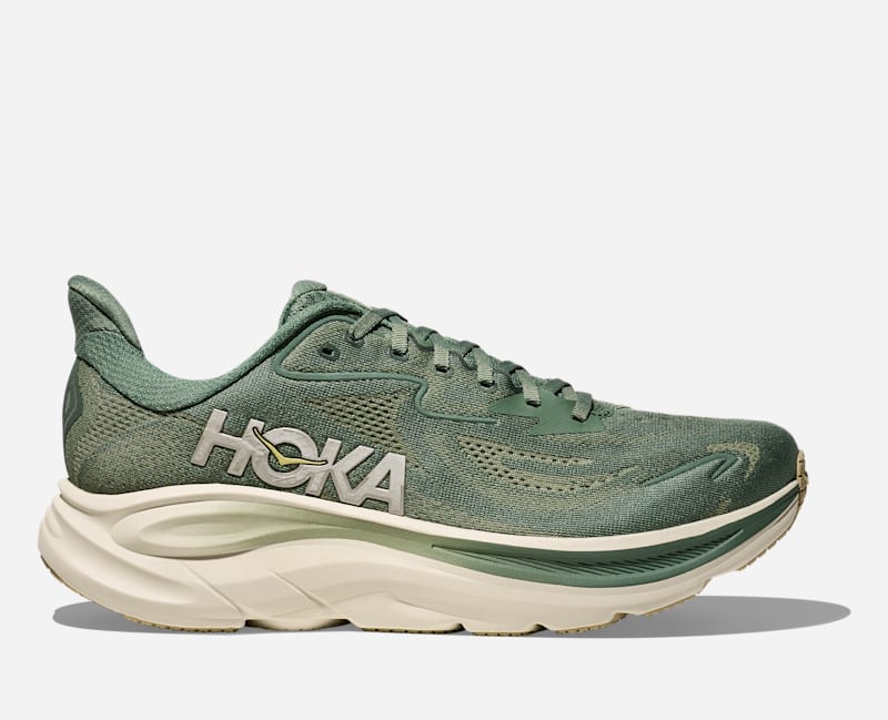 HOKA Men's Clifton 10 Road Running Shoes in Fern/Truffle Salt, Size 12
