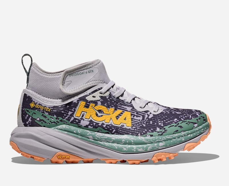 HOKA Women's Speedgoat 6 Mid Gore-Tex All-Terrain Running Shoes in Ash Grey/Charcoal Grey, Size 37 1/3