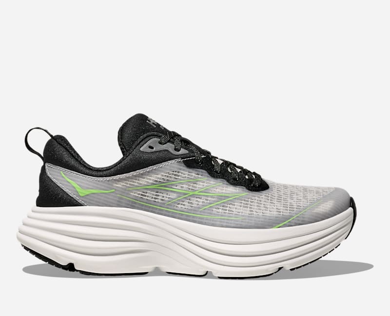 HOKA Stealth/tech Bondi 8 Caged Shoes in White/Tart Apple, Size 46