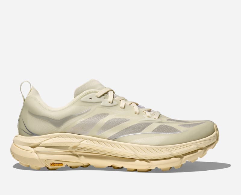 HOKA Mafate Speed 4 Lite in Truffle Salt/Vintage Yellow, Size 41 1/3