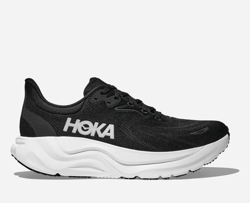 HOKA Women's Arahi 8 Road Running Shoes in Black/White, Size 8 W
