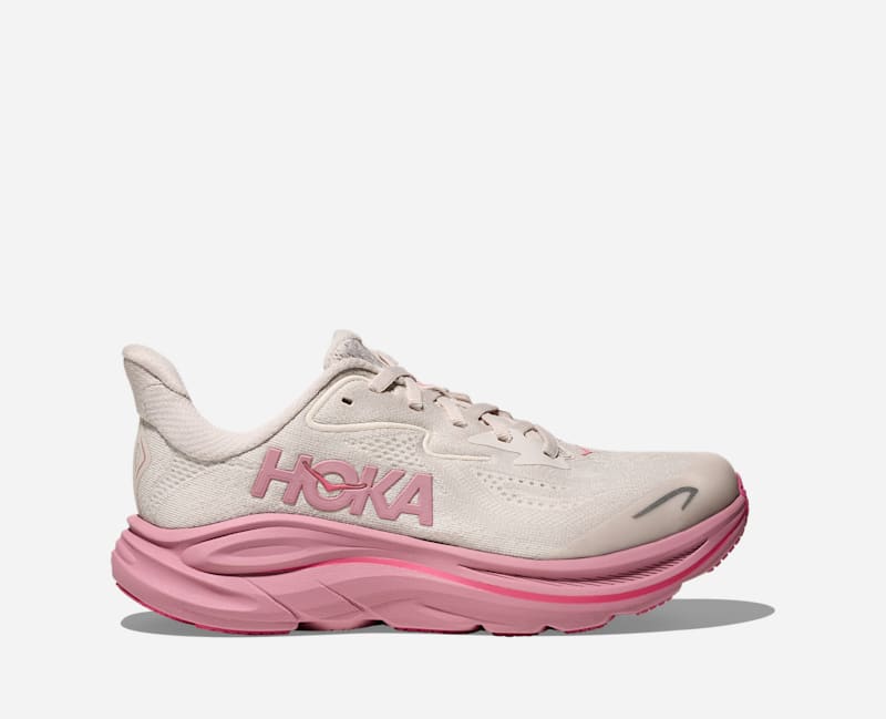 HOKA Kid's Clifton 10 Road Running Shoes in Rose Cream/Dried Rose, Size 2.5Y