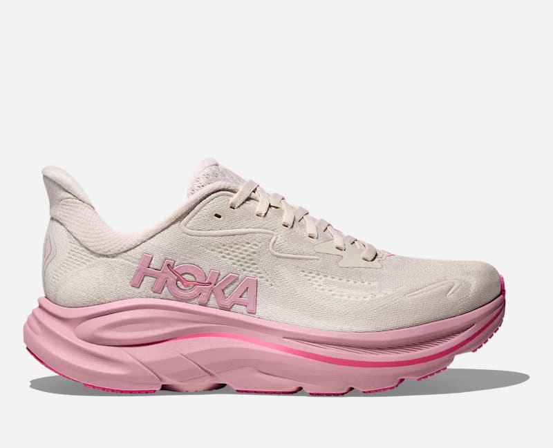 HOKA Women's Clifton 10 Shoes in Rose Cream/Dried Rose, Size 36