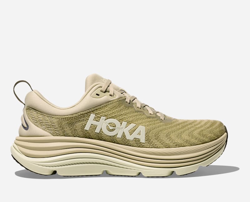 HOKA Men's Gaviota 5 Stability Running Shoes in Oyster Mushroom/Truffle Salt, Size 49 1/3