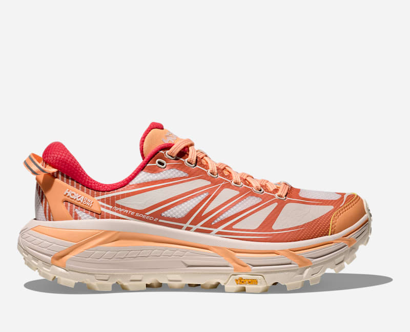 HOKA Mafate Speed 2 in Pale Tangerine/Ember, Size 41 1/3