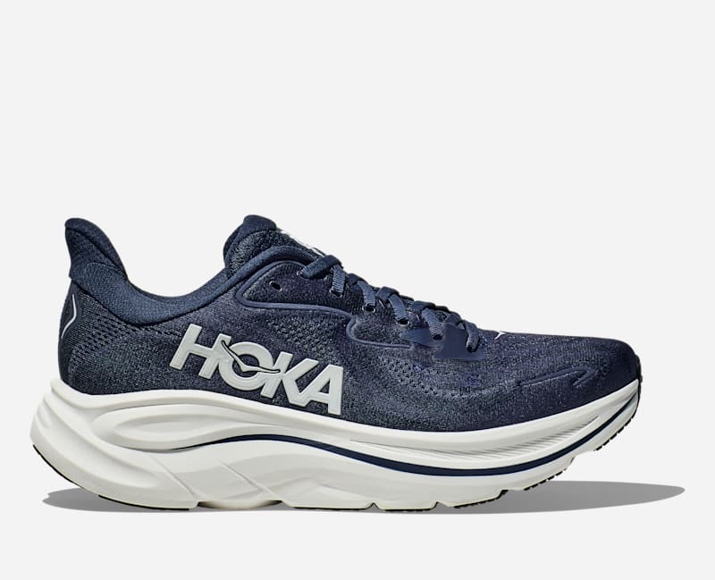 HOKA Men's Clifton 10 Shoes in Navy/White, Size 49 1/3 W
