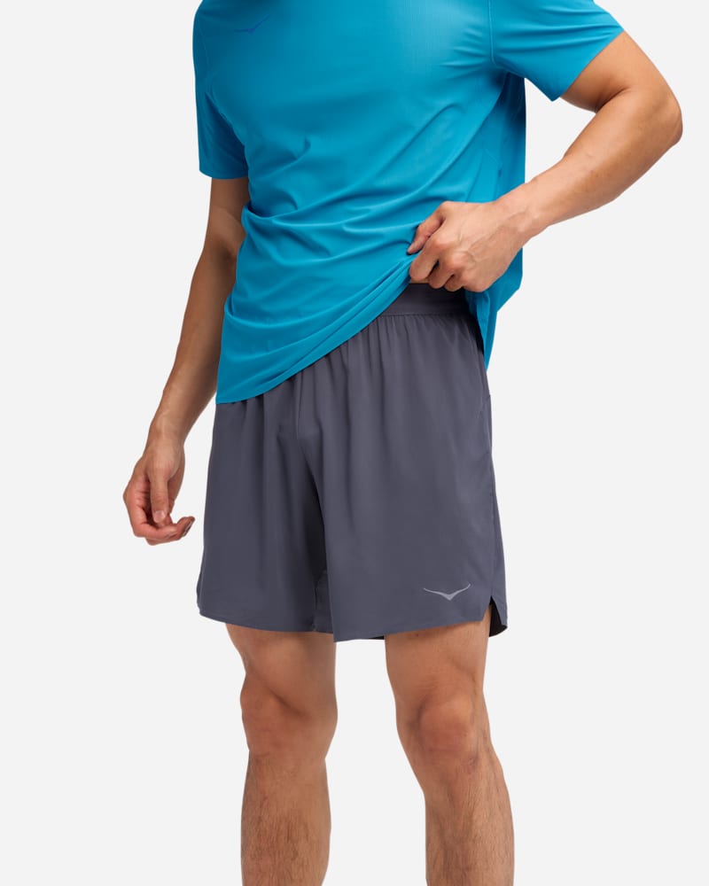 HOKA Men's Glide 7'' Short 2In1 in Charcoal Grey, Size XS