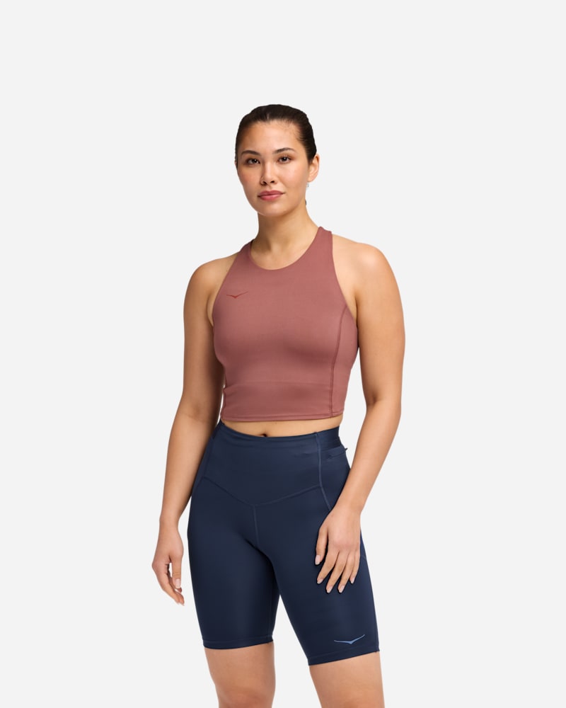 HOKA Women's Elaro Crop Bra in Rouge, Size Small