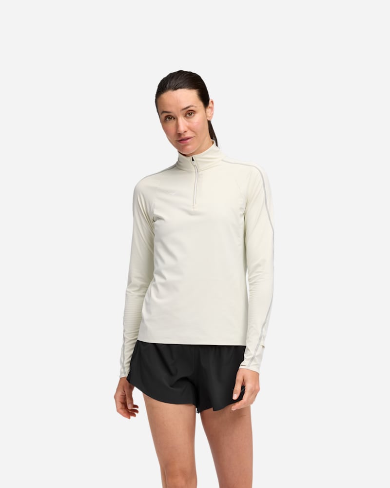 HOKA Women's Glidetech Quarter Zip in Truffle Salt, Size Large