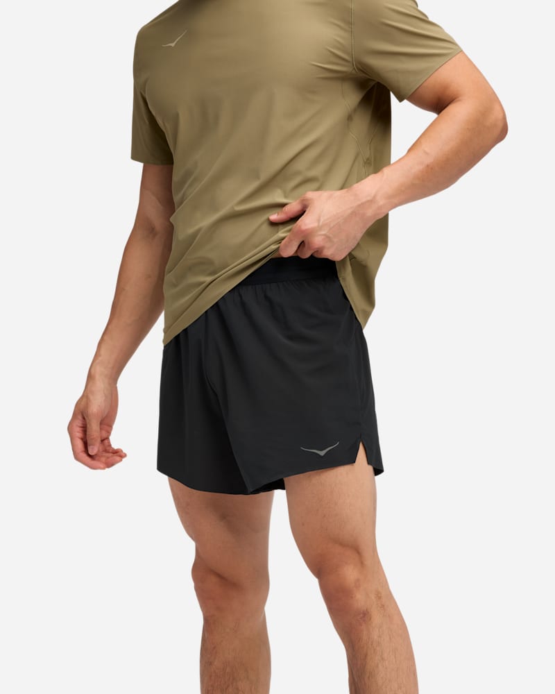 HOKA Men's Glide 5'' Short w/ Brief in Black, Size Small