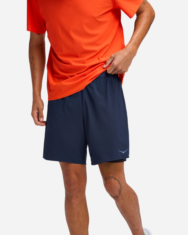 HOKA Men's Glide 7'' Short 2In1 in Midnight Blue, Size XL