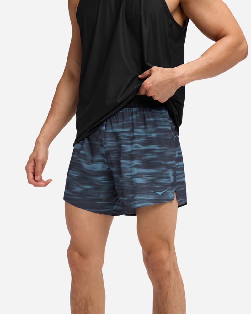 HOKA Men's Glide 5'' Short w/ Brief in Blue Blurr, Size Small