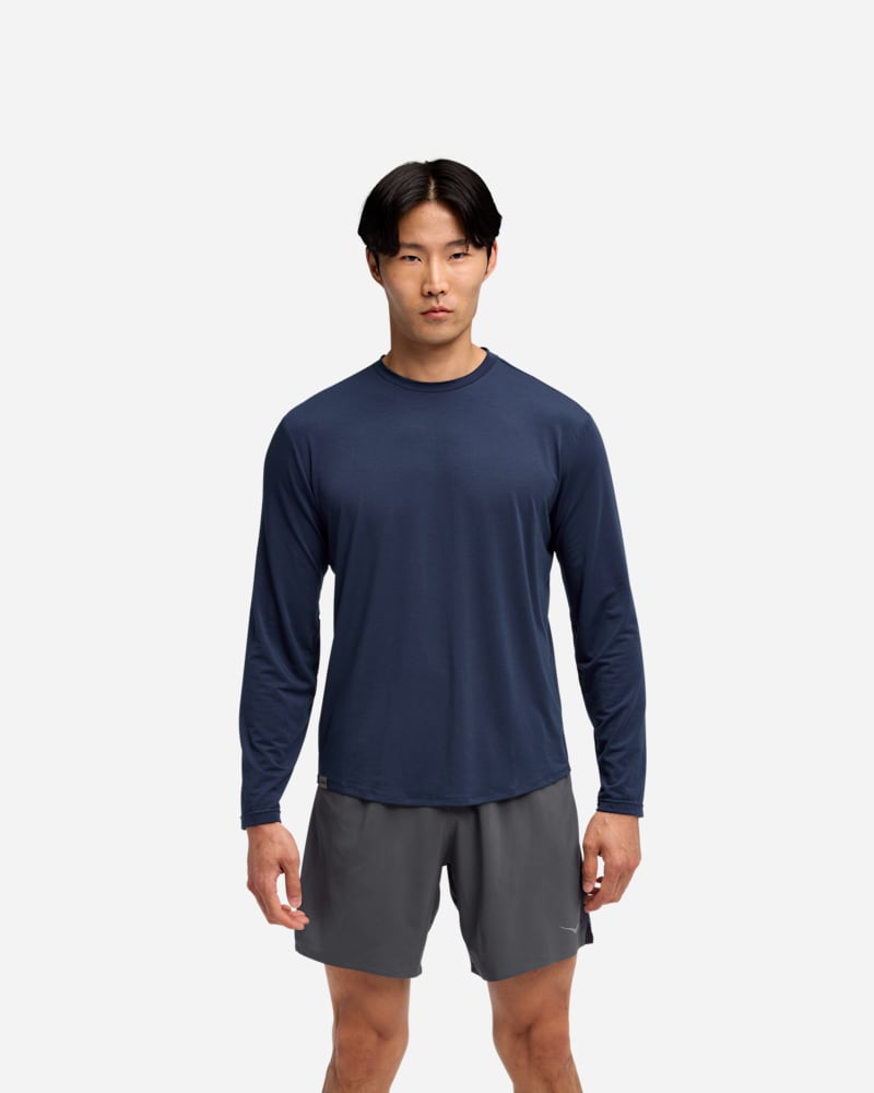 HOKA Men's Essential Long-Sleeve T-Shirt in Midnight Blue, Size XL