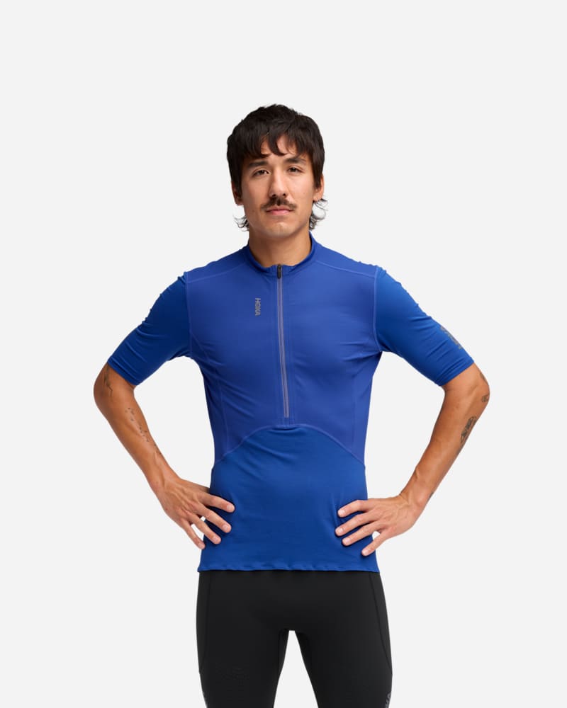 HOKA Men's Skybreeze Short Sleeve Zip in Ultramarine, Size XXL