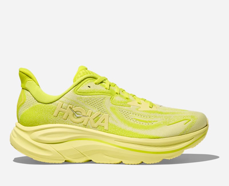 HOKA Men's Clifton 10 Road Running Shoes in Neon Hoka Citrus/Sunlight, Size 11