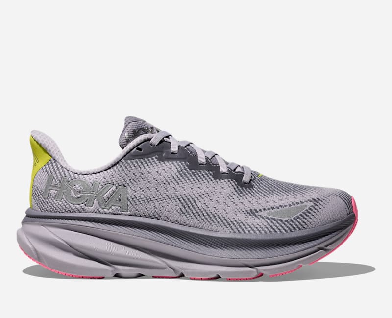 HOKA Women's Clifton 9 Gore-Tex Shoes in Grey Skies/Foggy Grey, Size 36 2/3