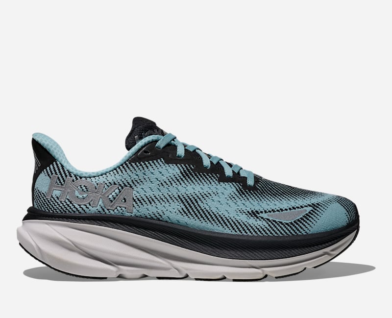 HOKA Women's Clifton 9 GORE-TEX Road Running Shoes in Black/Raindrop, Size 9