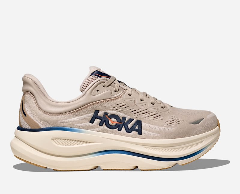 HOKA Men's Bondi 9 Shoes in Stucco/Grout, Size 16