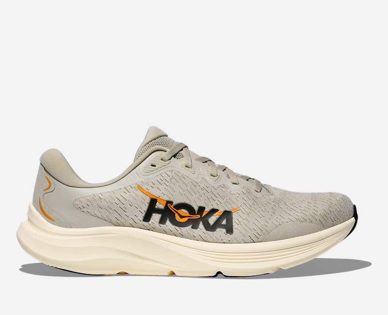 HOKA Men's Solimar 2 Shoes in Oyster Mushroom/Vintage Yellow, Size 8.5