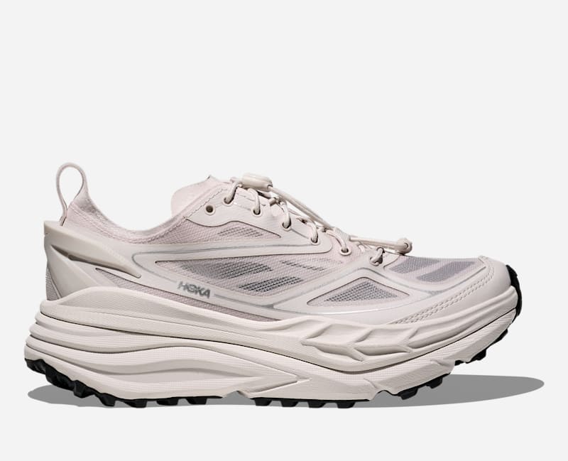 HOKA Stinson One7 Trail Shoes in Grout/Silver, Size 11.5