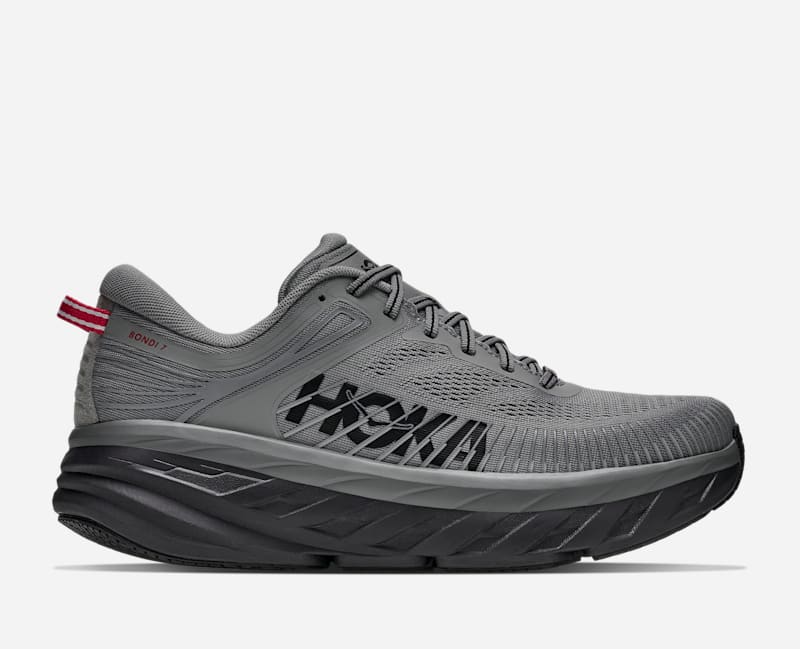 HOKA Men's Bondi 7 Shoes in Grey/White, Size 13