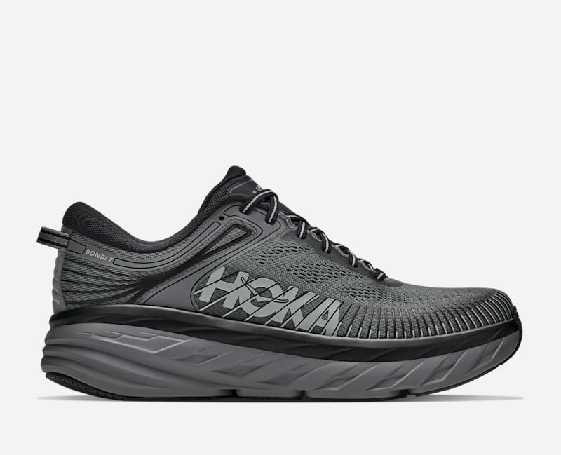 HOKA Men's Bondi 7 Shoes in Grey/White