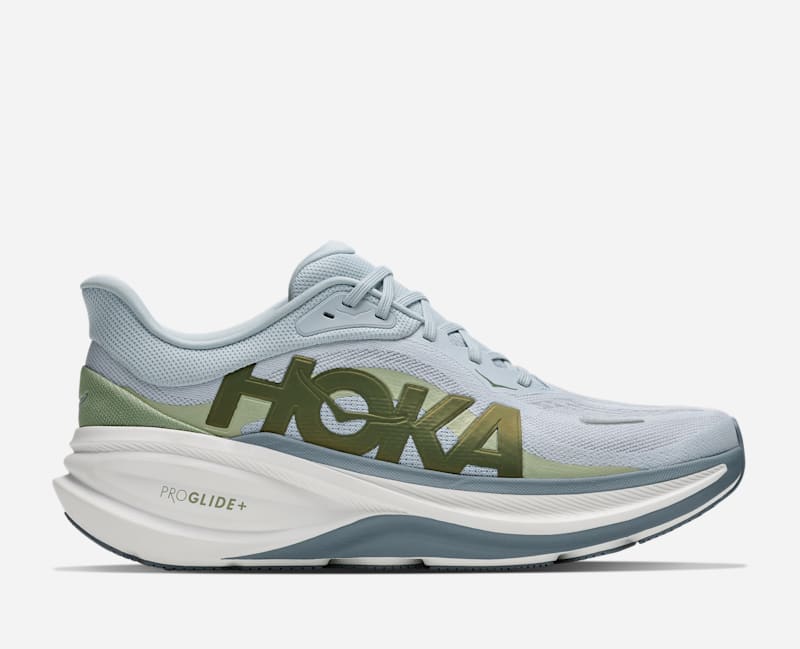 HOKA Men's Clifton PRO Shoes in Mineral Blue/Sprouted Green, Size 12.5