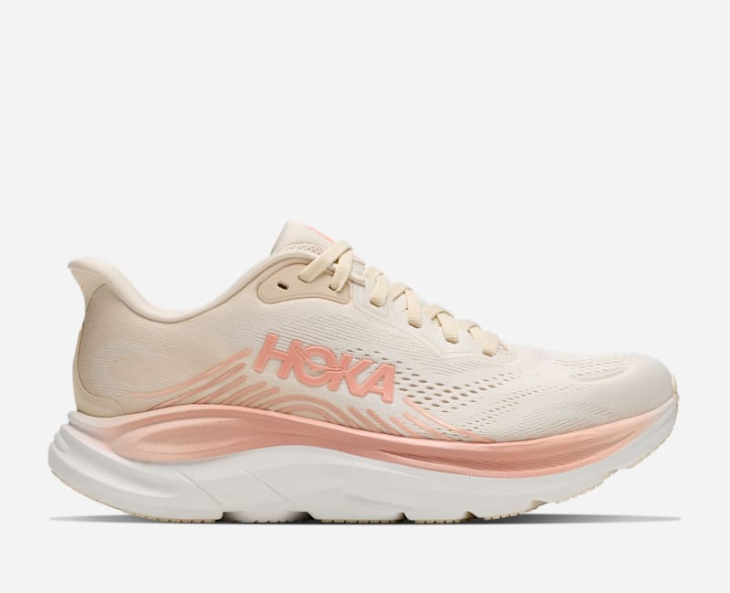 HOKA Women's Clifton 11 Shoes in Whisper White/Rose Gold, Size 9