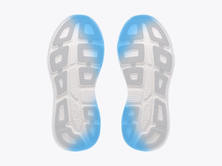 Illustration of a shoe sole with inner heels and toes highlighted