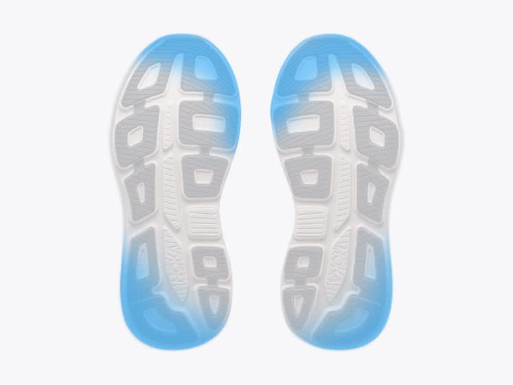 Illustration of a shoe sole with outer heels and inner toes highlighted