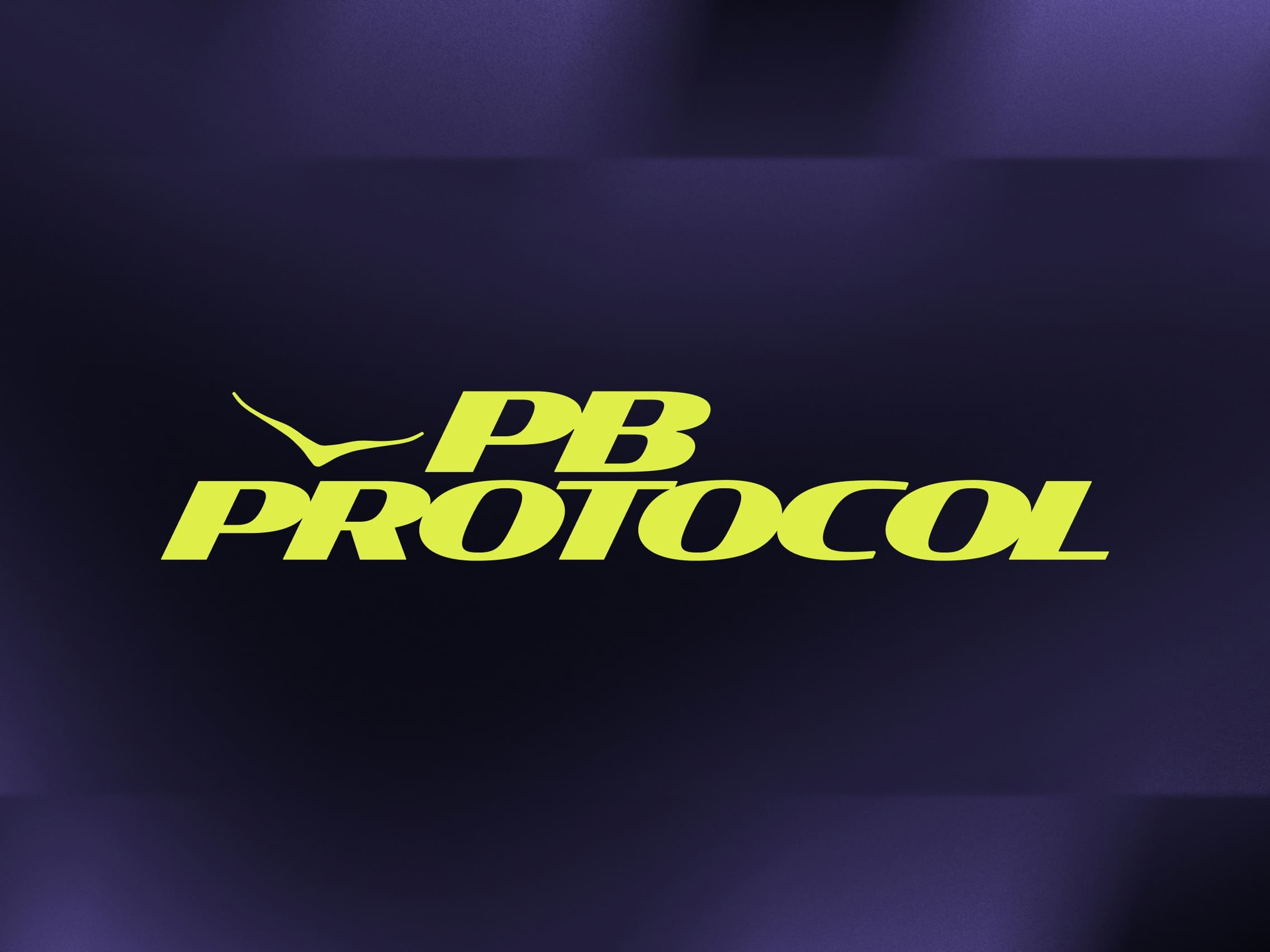 Yellow 'PB PROTOCOL' text with wing symbol on a dark purple background.