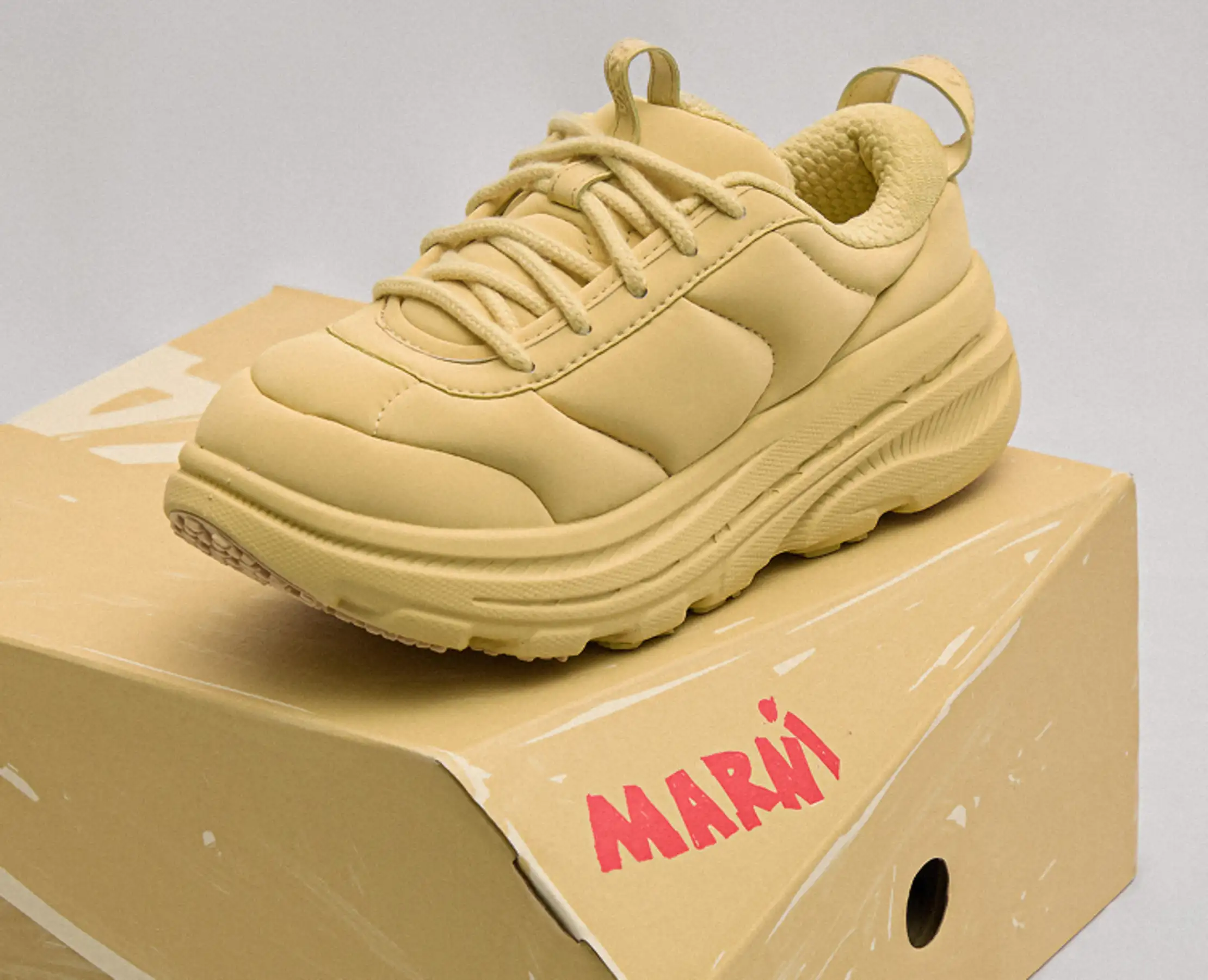 MARNI HOKA ブラウン 厚底スニーカー マルニがホカとのコラボシューズ発売、「BONDI B3LS」をベースに製作