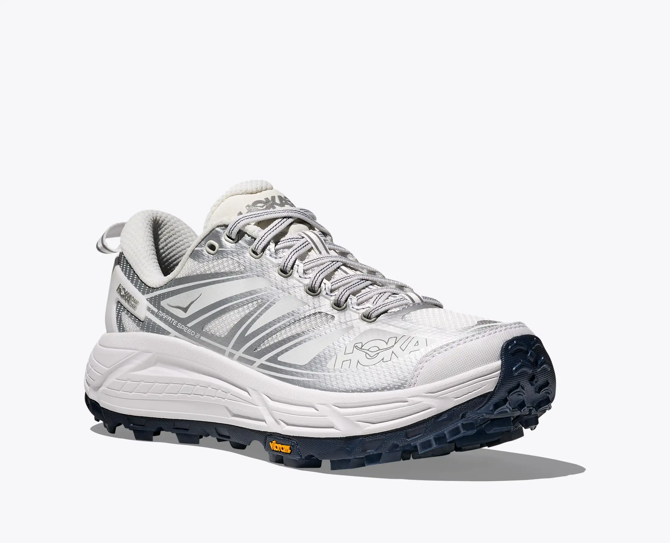 Hoka One One Mafate Speed 2 Men’s US 12 Blue Trail Running Shoes Vibram Megagrip U Mafate Speed 2 in Black/White main image 2