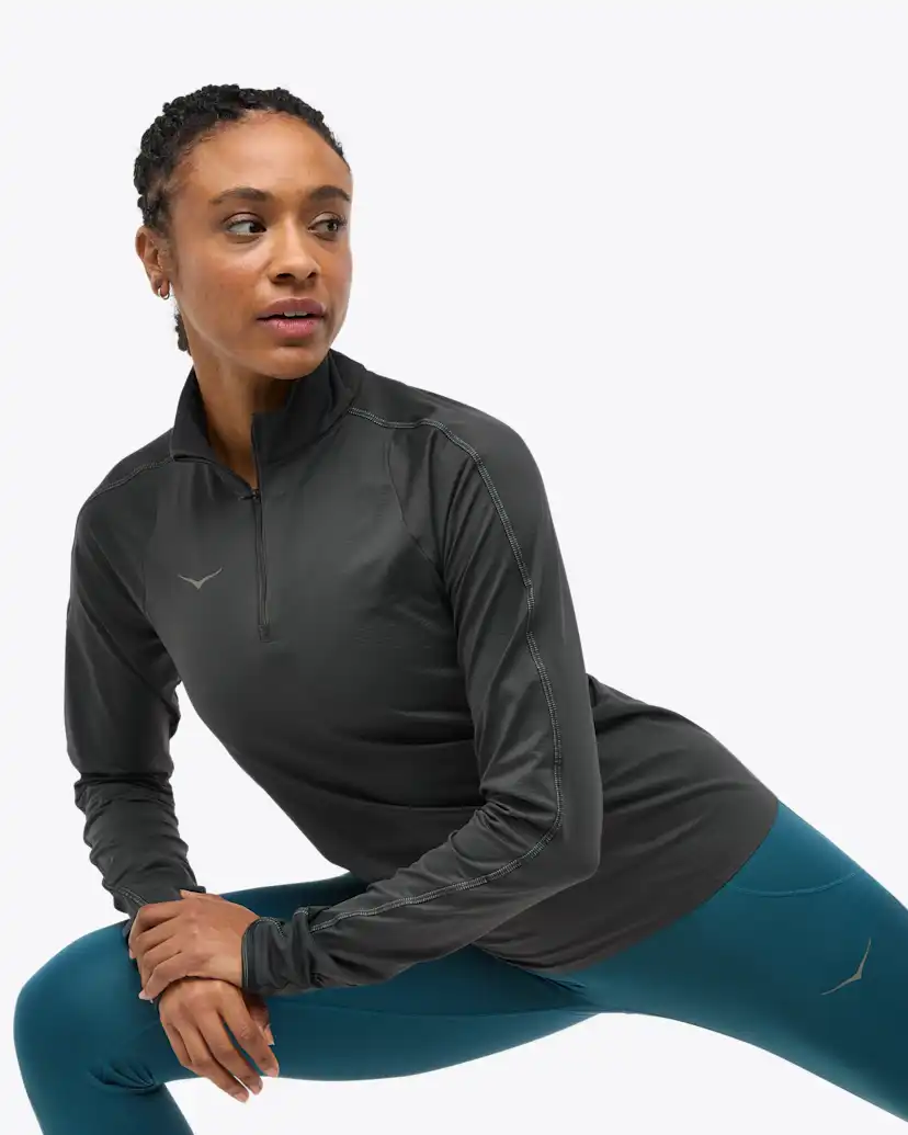 Женский свитер Hoka GlideTech Quarter Zip, цвет: Чёрный — фото 4