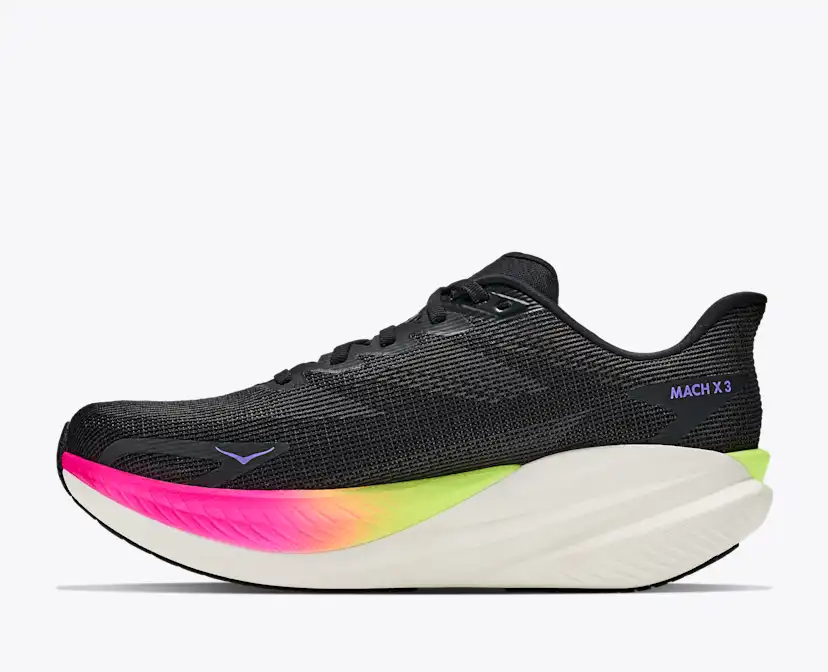 Мужские кроссовки HOKA Mach X 3, цвет: Чёрный / Неоновый — фото 8