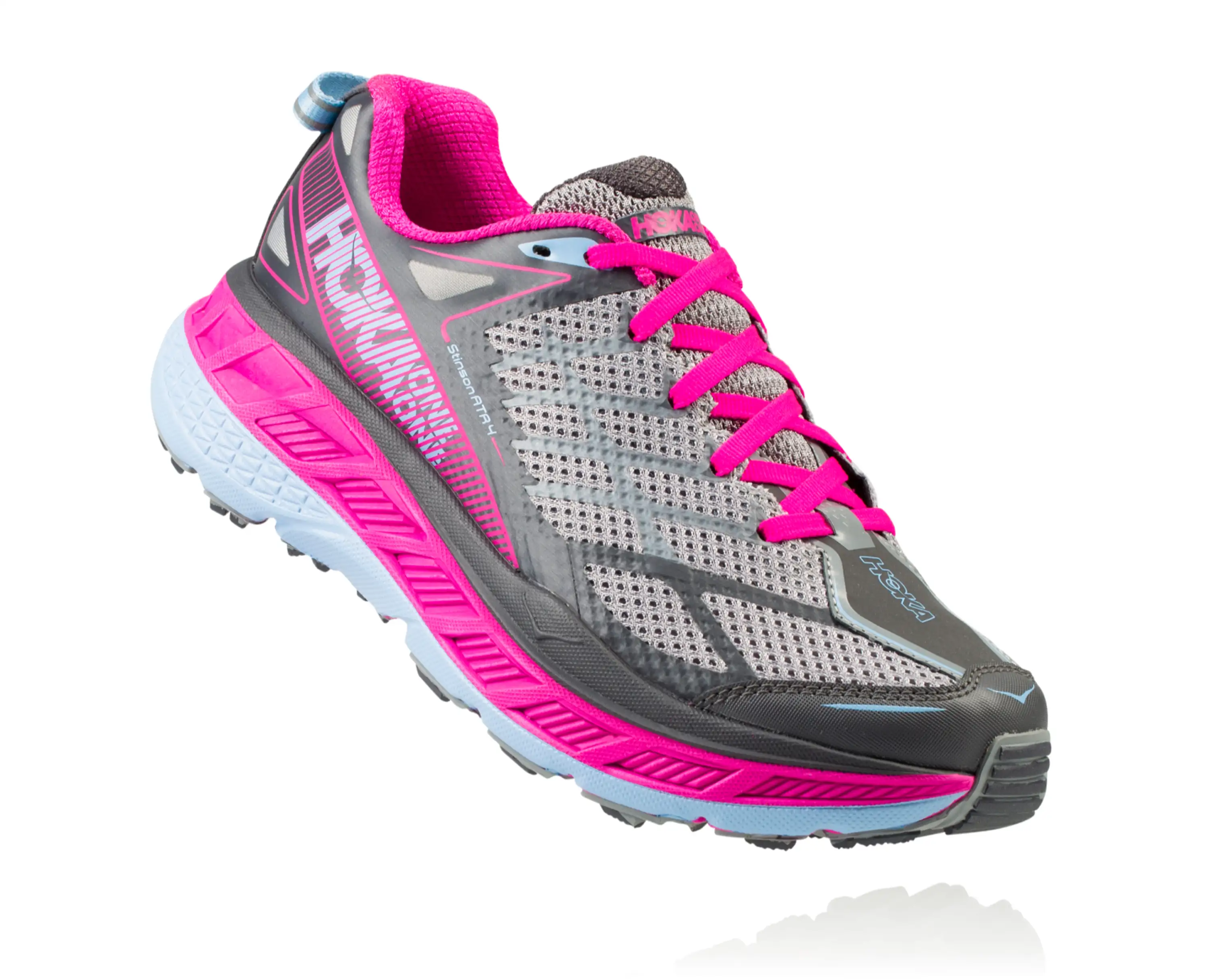 Hoka M Stinson ATR 4 Trail‎ Running Shoes 11.5 Needs Insert  Blue Red HOKA Stinson ATR 4 Blue Atoll / Blazing Yellow Running Shoes  main image 2