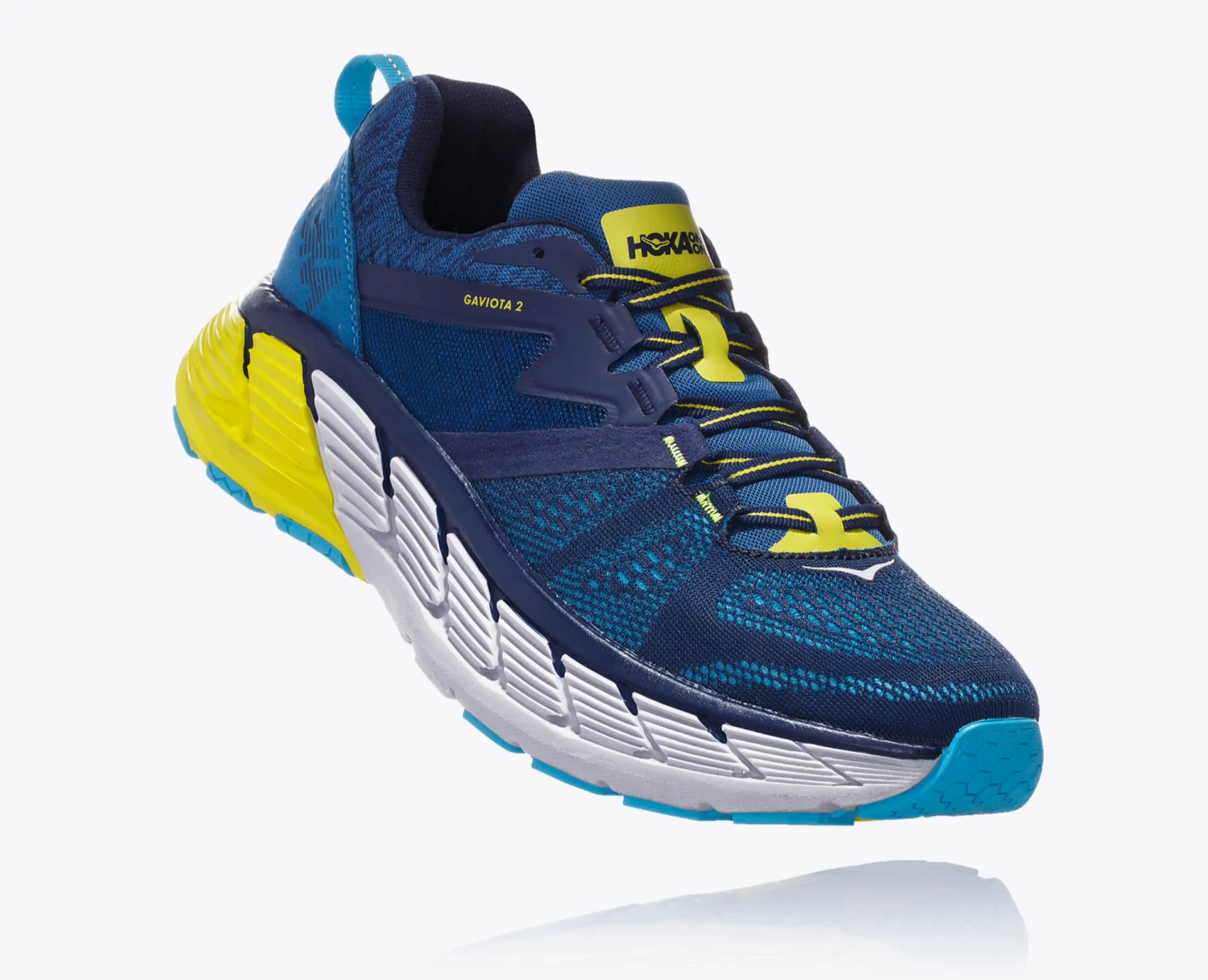 HOKA ONE ONE GAVIOTA  2 MEN SZ 9 RUNING  Blue‎ Yellow Colorway Stability Trainer Hoka One One Gaviota 2 Review - Running Northwest main image 3