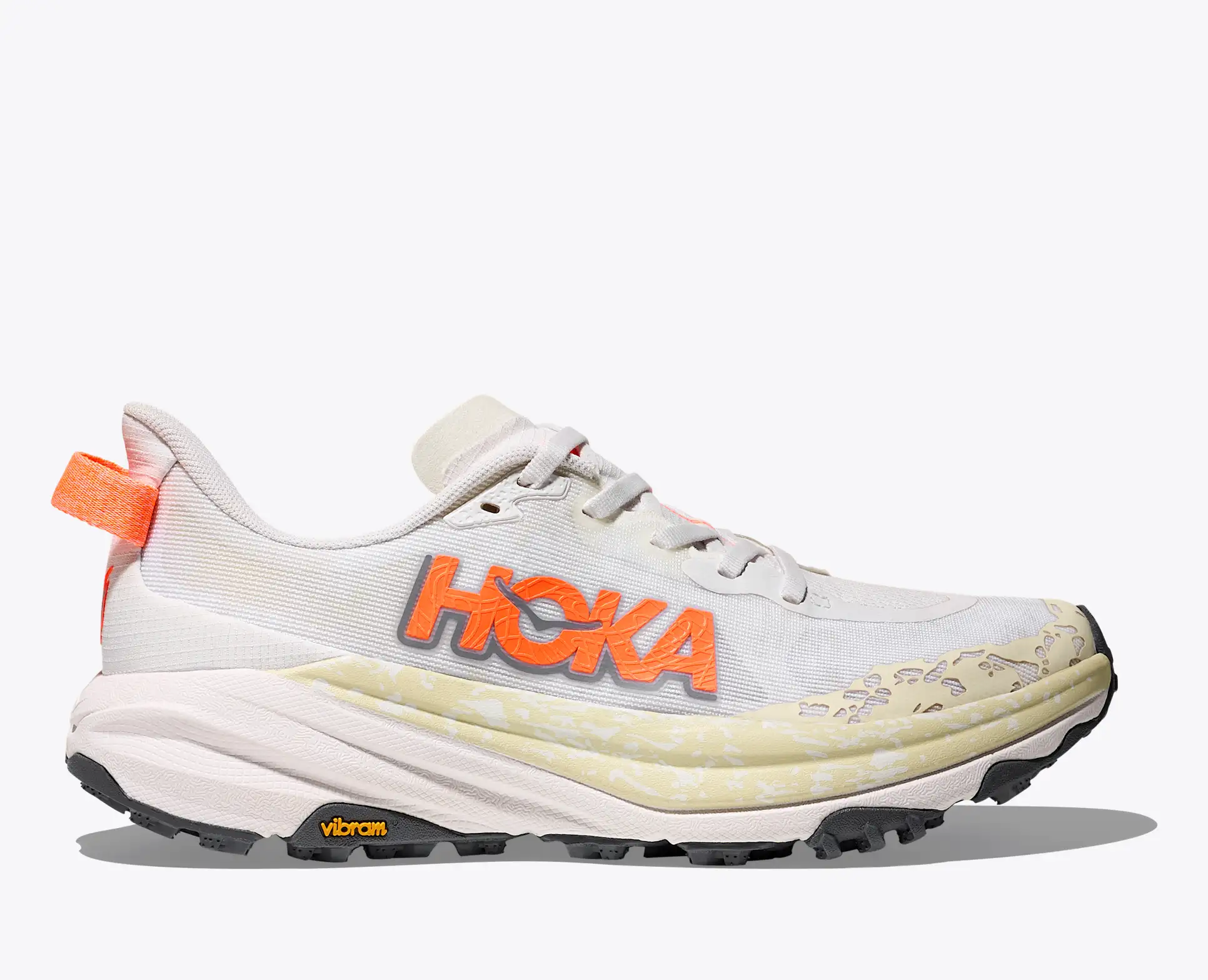 HOKA Speedgoat 6 Women's Trail Running Shoes (White / Neon Tangerine)