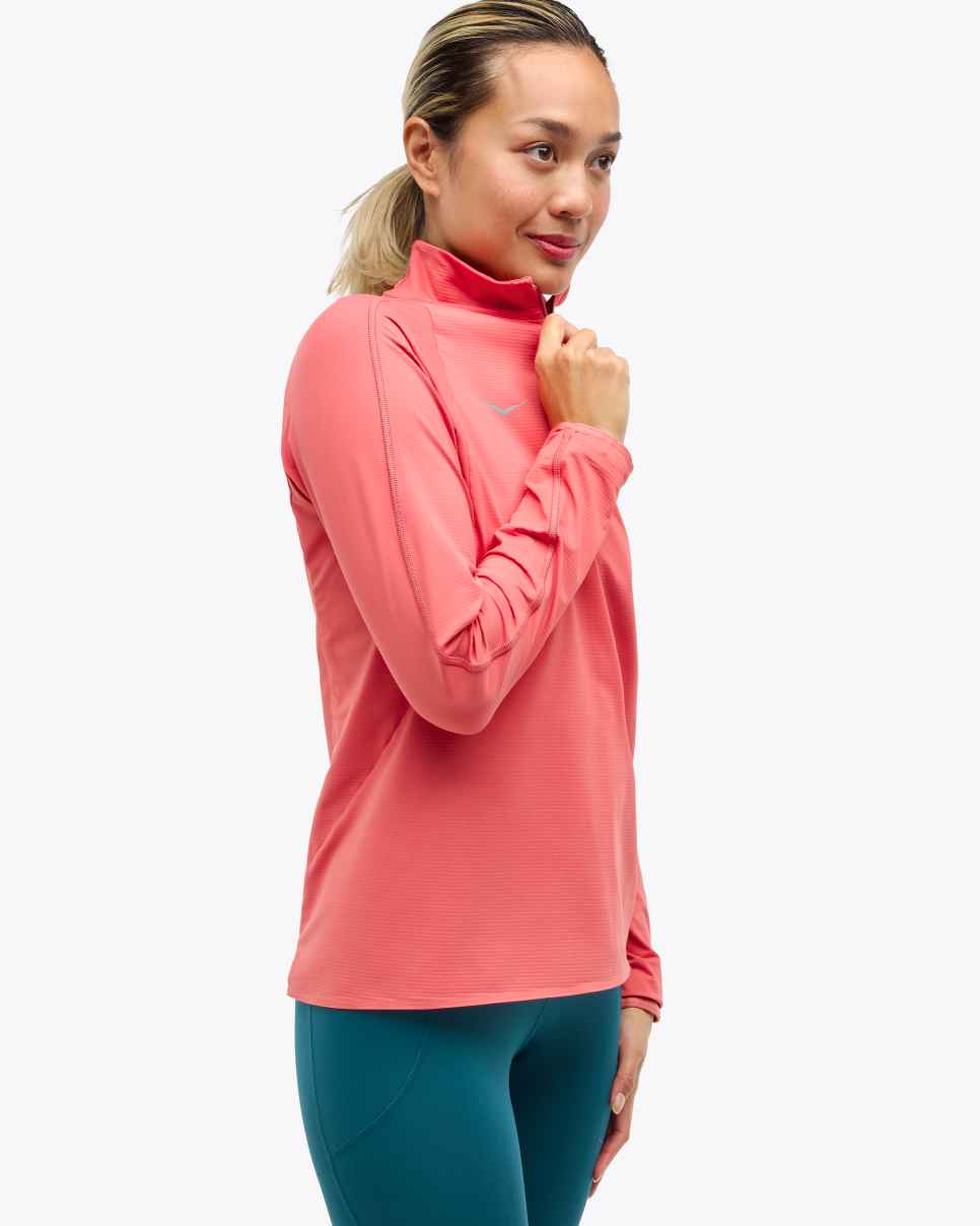 HUECLOSET V-neck shirring H-line half one-piece 25KERO２98 Grey Half Zip Knitted Jumper
