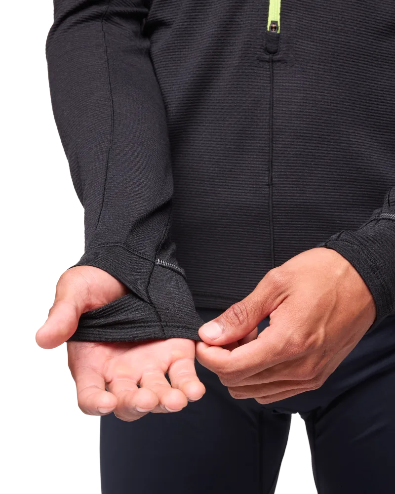 HOKA ホカ BASE ZIP ベースジップ 長袖 ハーフジップ ブラックXL
