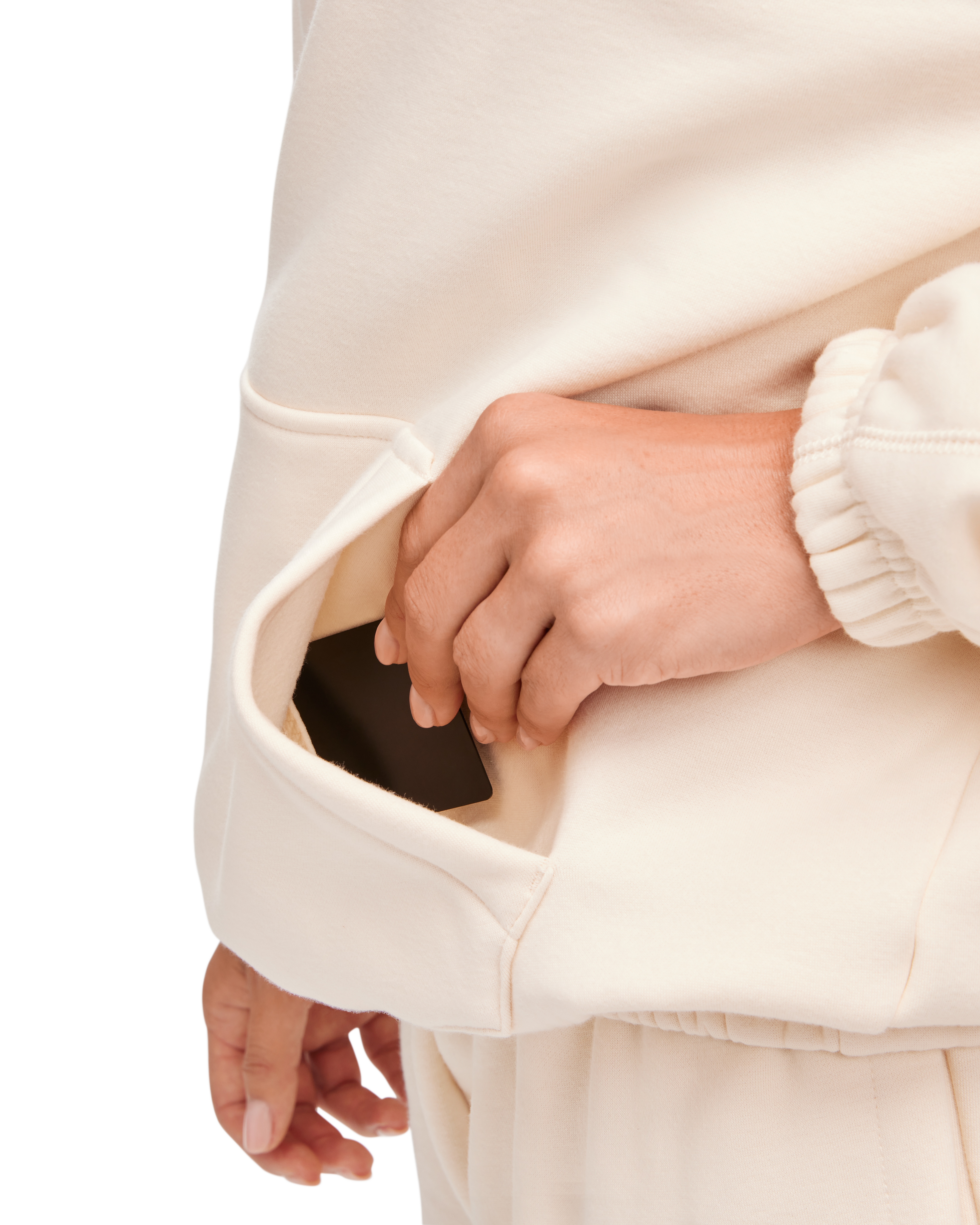 Kangaroo pocket with inner mesh pocket for secure storage