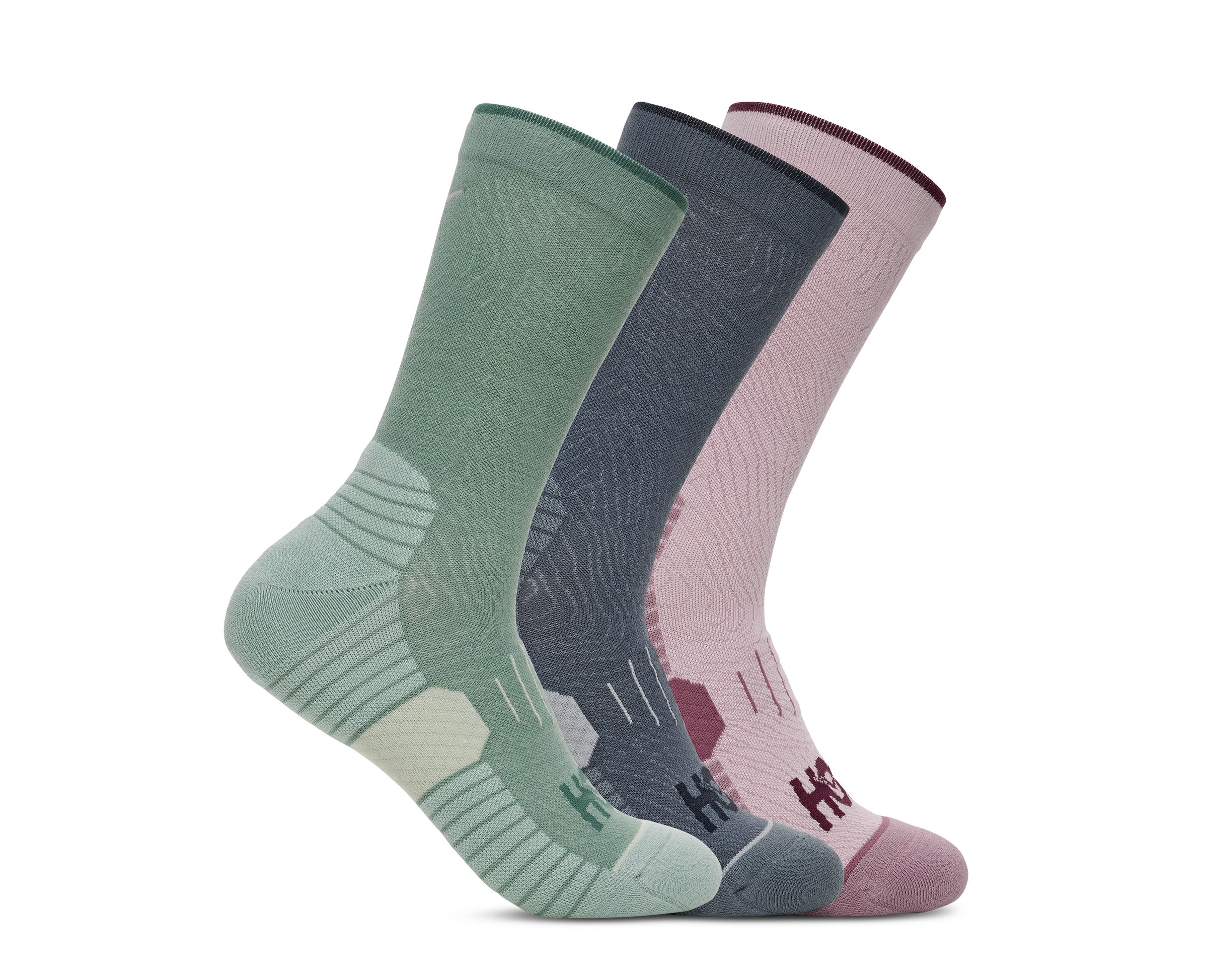 Hoka Pack de tres pares de calcetines de media caña para correr - Rosemary / Faded Navy / Lilac Cream — photo 4