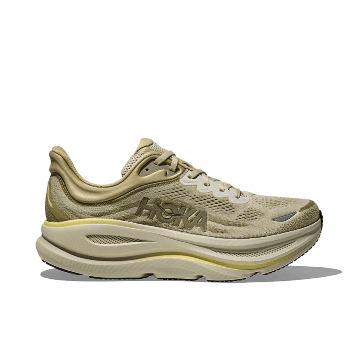 A product shot showing the HOKA Bondi 9 cushioned running shoe.
