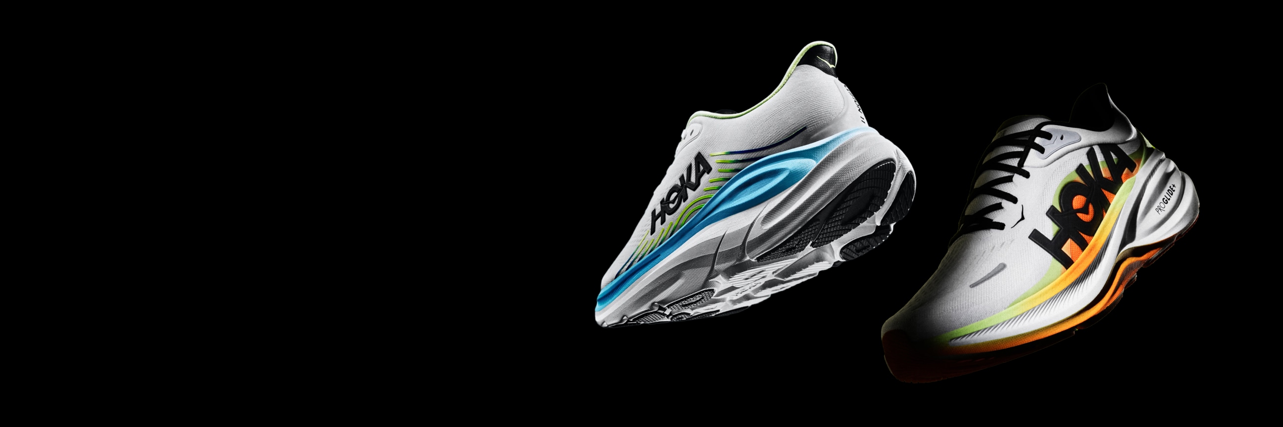 Close up shots of the Clifton 11 and Clifton PRO shoes.