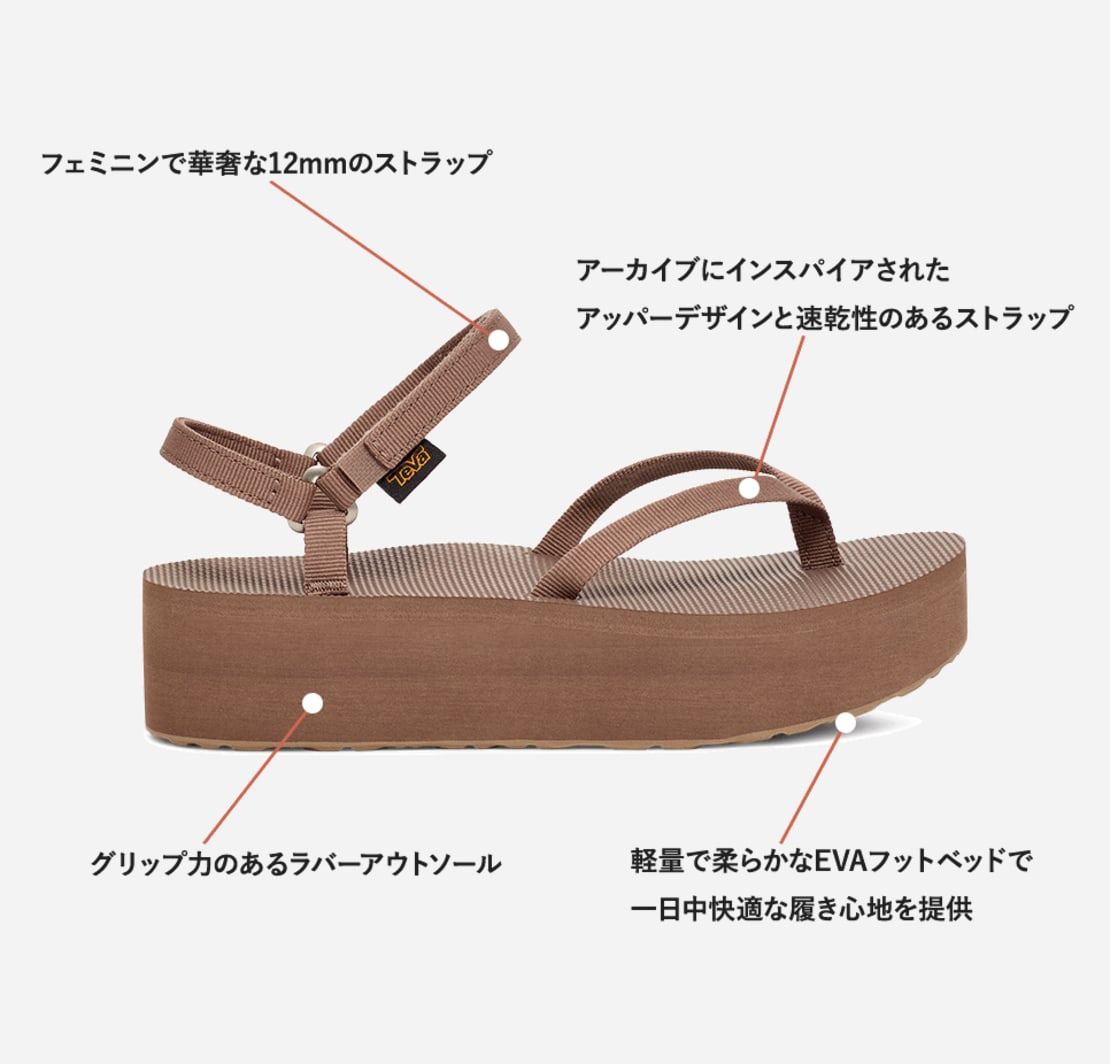 テバ公式【 フラットフォーム サンダル スリム|FLATFORM SANDAL